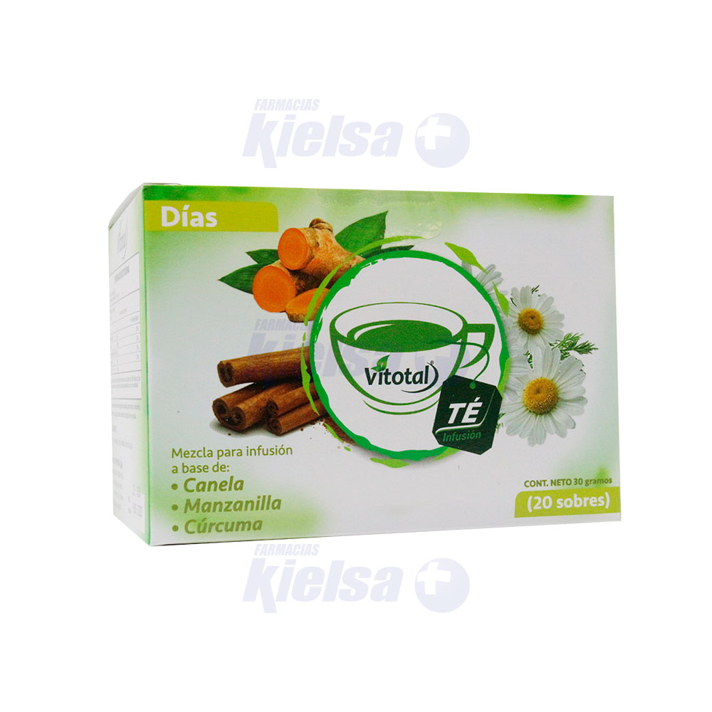 VITOTAL TE DIAS CANELA MANZANILLA CURCUMA SOB X20
