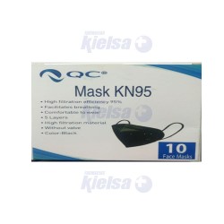QC MASCARILLA KN95 SIN VALVULA NEGRA UND X10