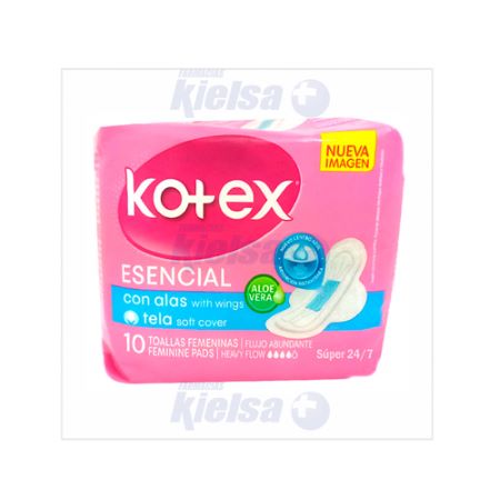 KOTEX TOALLAS SANITARIAS ESENCIAL NOR C/A TELA UND X10