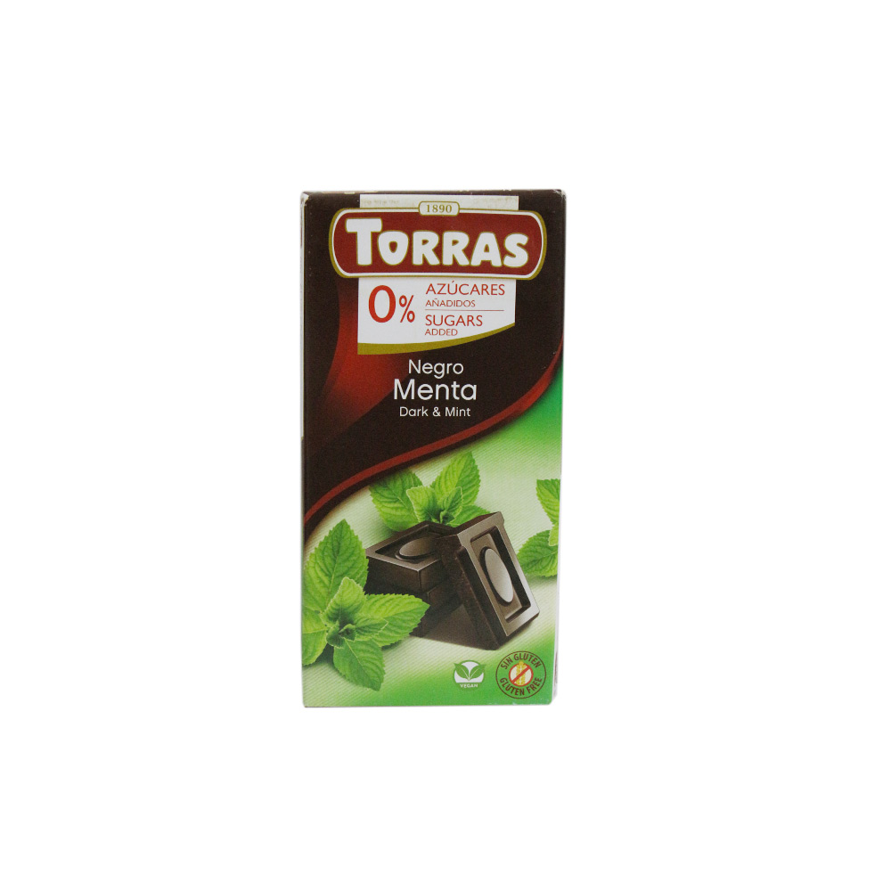 TORRAS CHOCOLATE NEGRO MENTA S/AZUCAR 75GRS
