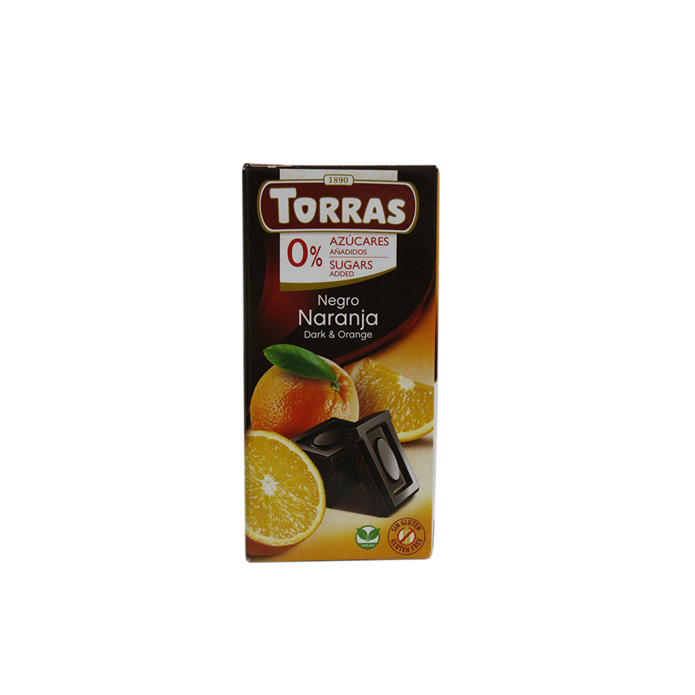 TORRAS CHOCOLATE NEGRO NARANJA S/AZUCAR 75GRS